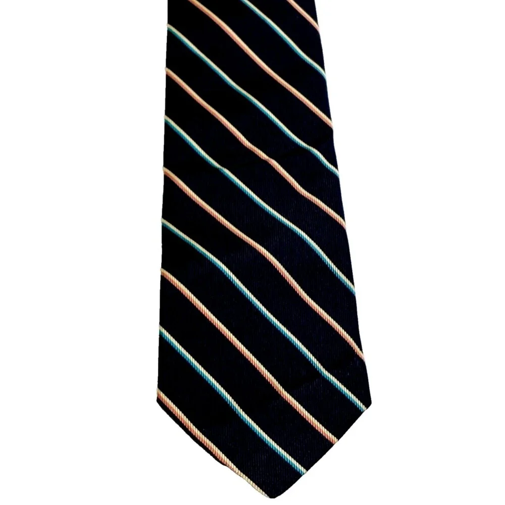 Michael Reed Tie Repp Stripe BLUE Designer Collection Vtg Y2K Academia Preppy